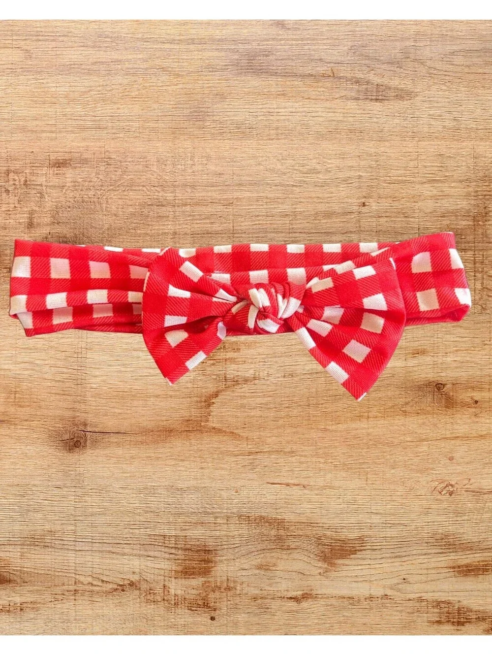 Baby Girl Red Headband Bundle of 4 Bow Gingham Stretch Hair Accessories